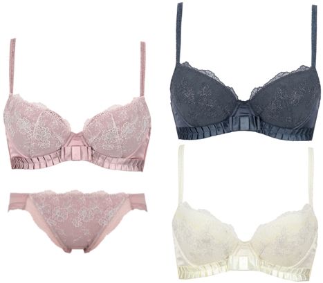 ブラジャー&ショーツ(B〜Fcup)¥5,990+税<E・Fcupは¥6,290+税>(全3色)