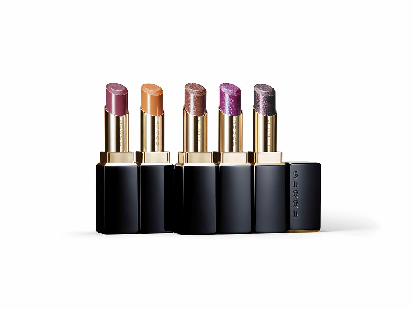 SUQQU モイスチャー リッチ リップスティック 新2色・限定3色(左から11、12、111、112、113)*111、112、113は限定色 ¥5,000(2019年8月2日発売)