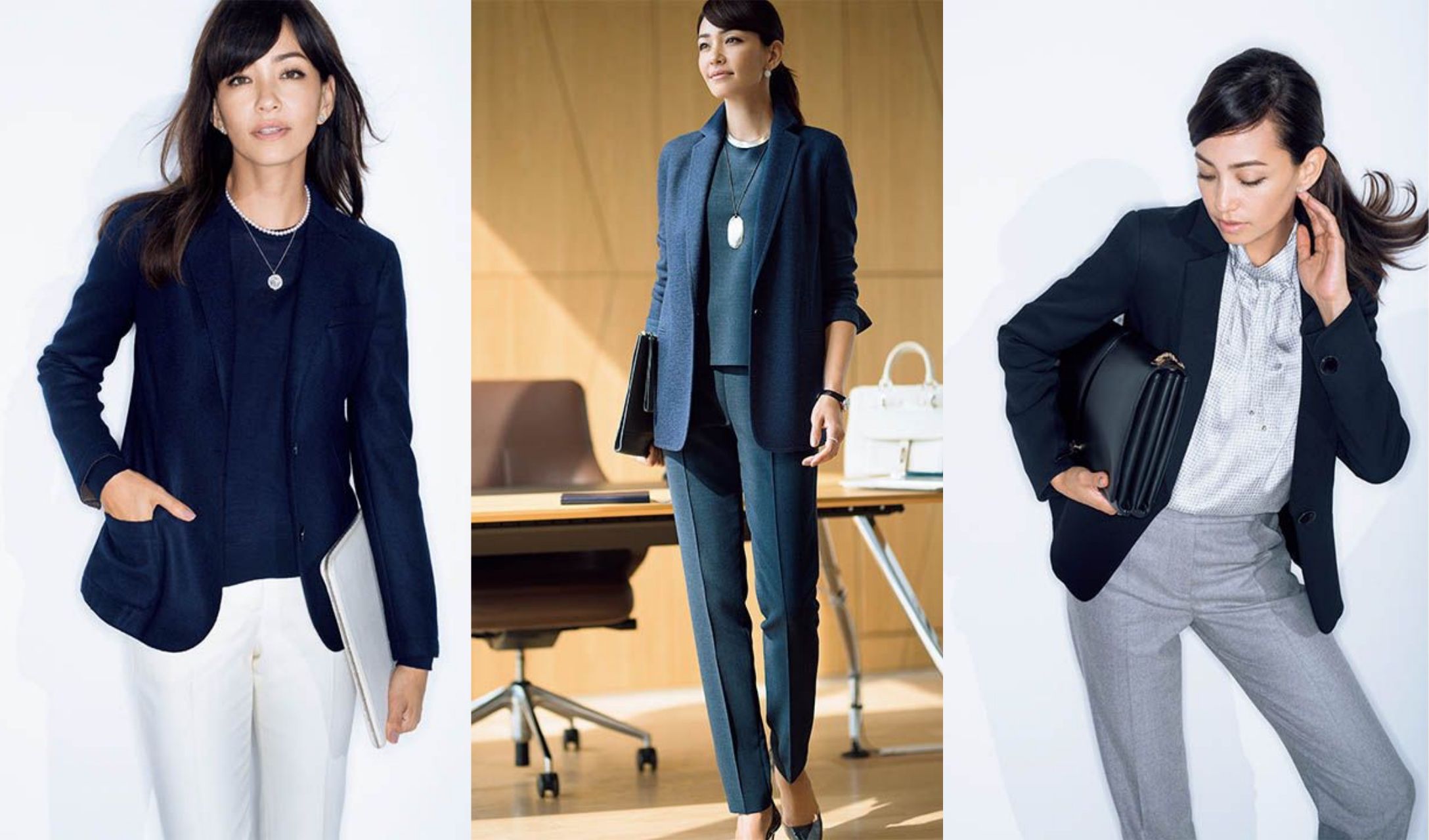 驚くばかり紺 ジャケット 黒 パンツ レディース 人気のファッション画像