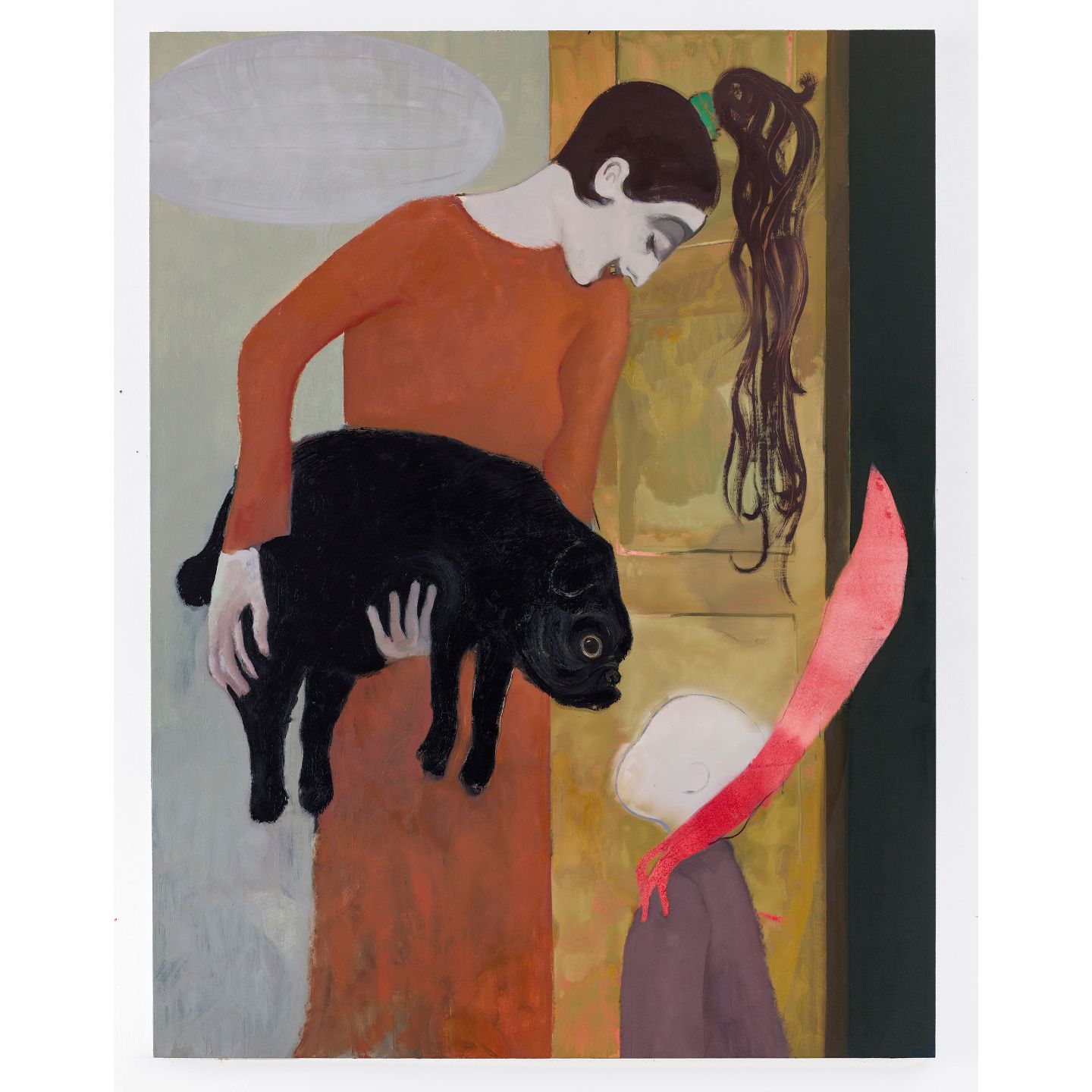 サーニャ・カンタロフスキー 《Good Host II》2019年 キャンバスに油彩、⽔彩 215.9x165.1cm (c)Sanya Kantarovsky Photo: Adam Reich Courtesy of Taka Ishii Gallery