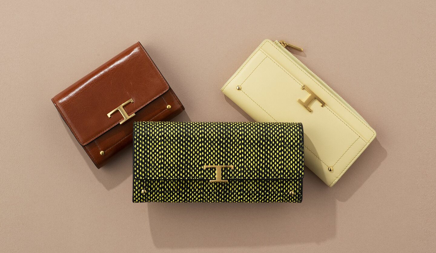 トッズの新作「トッズ T タイムレス」の長財布、二つ折り財布、三つ折り財布