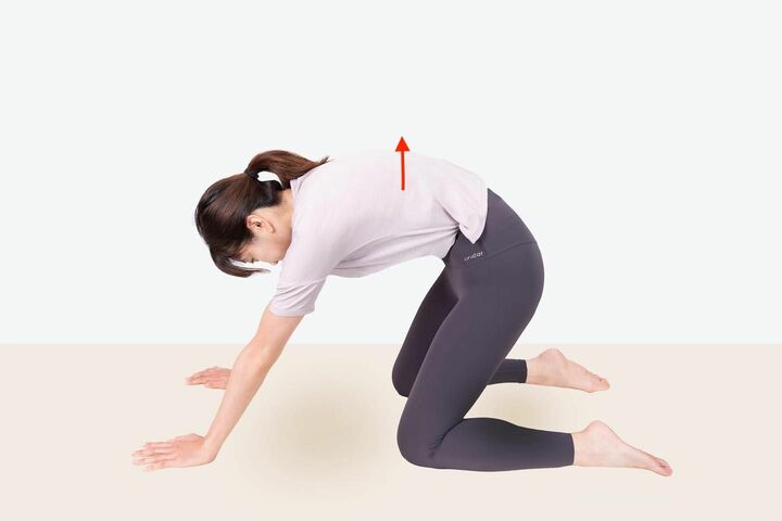  Step1の体勢のまま背中を丸める