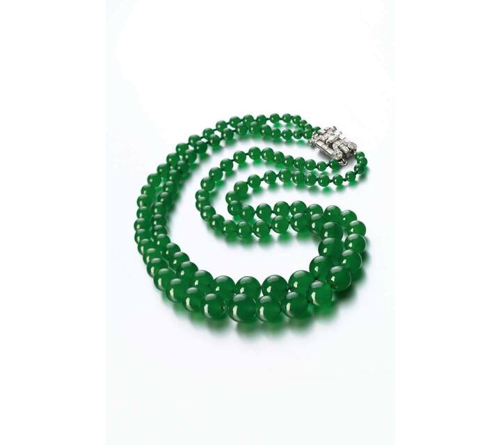 Jadeite Bead and Diamond Necklace, Raymond Yard, 1957