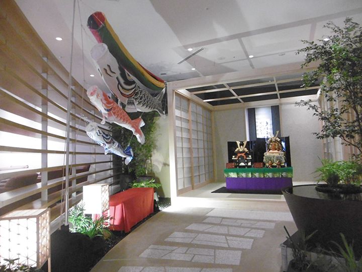 GW期間中に展示されている節句のディスプレイ