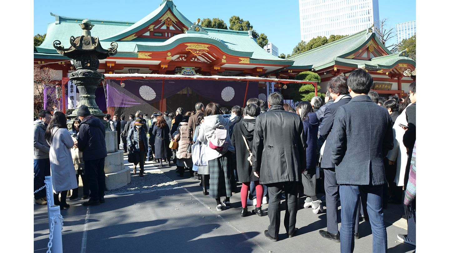 東京・千代田区の日枝神社初詣の様子