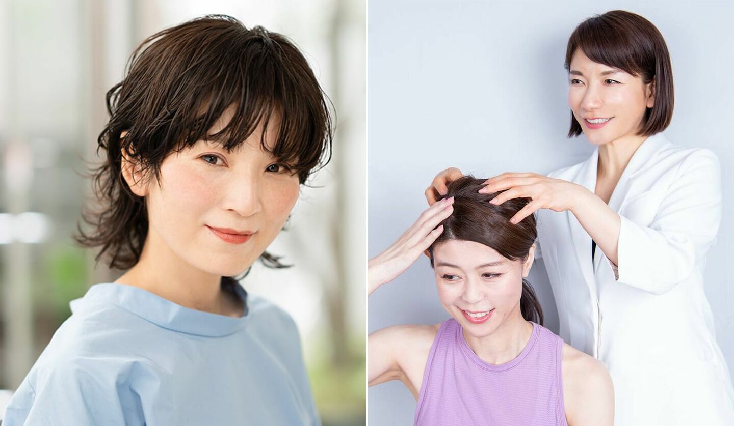 女性のヘアモデルさん、エイジングデザイナー 村木宏衣さんとモデルさん