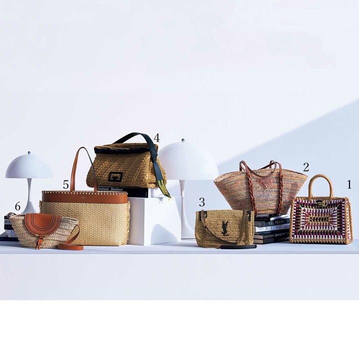 バッグ 1.￥270,000［縦25×横29×マチ14.5㎝］（フェラガモ・ジャパン〈サルヴァトーレ フェラガモ〉）、2.￥327,000／予価［縦25×横35×マチ16.5㎝］（プラダ）、3.￥251,000［縦20×横28×マチ8.5㎝］、4.￥305,000［縦24×横35×マチ20㎝］（ジバンシィ表参道店）、5.￥240,000［縦27.5×横48×マチ12.5㎝］、6.￥60,000［縦15.5×横28×マチ20㎝］（クロエ）