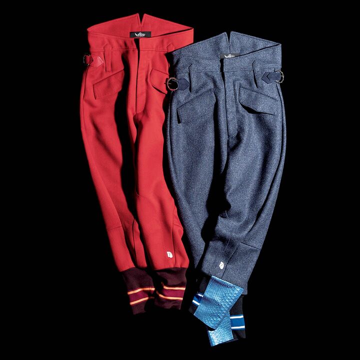 乗馬パンツ各￥120,000（ジュンコシマダインターナショナル〈ラヴァリエール〉）　[Precious2018年11月号159ページ]