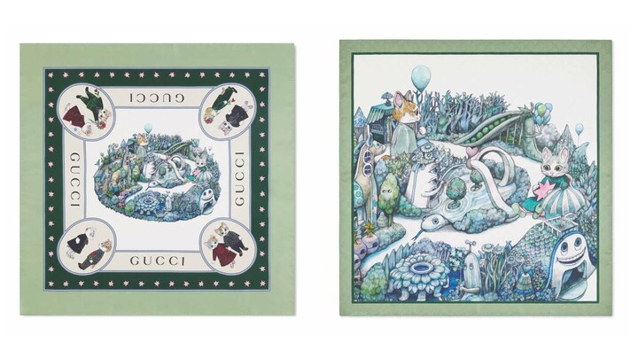 グッチ×ヒグチユウココラボレーションコレクションのスカーフ