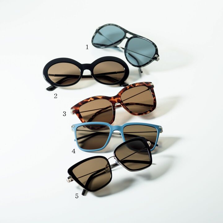 1「LIYA」￥14,000、2「MNEMBA」￥13,000、3「MOYO」￥14,000、4「SANTO」￥13,000、5「LIVIO」￥13,000（アオイ／ディクラッセヴィータ松屋銀座店ミーィ）　［Precious2020年7月号110ページ］