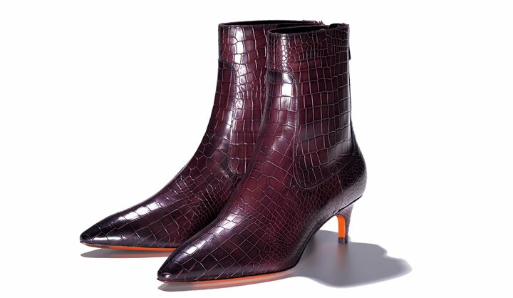 ブーツ「ミナ」￥1,392,500【ヒール：5cm】［クロコダイル］（リエート〈サントーニ〉）　[Precious2018年11月号149ページ]