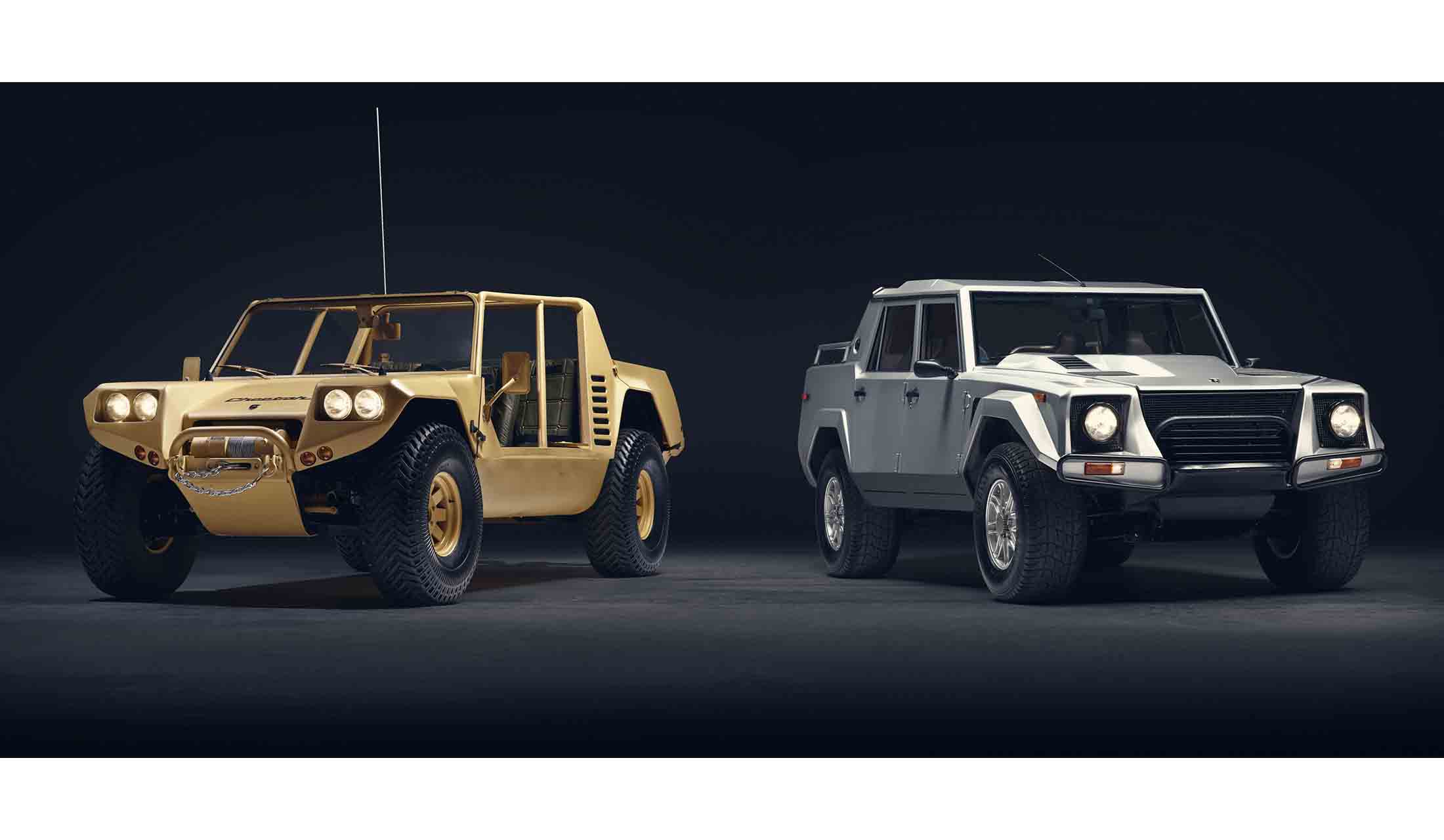 ランボルギーニの隠れた名車(珍車?)、「チーター」(左)と「LM002」(右)。