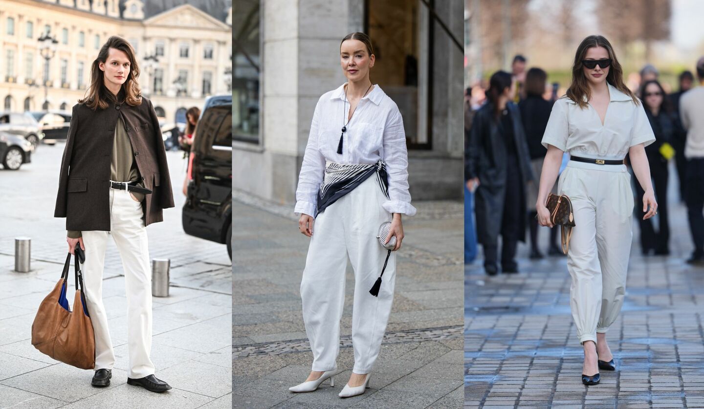 メリハリを効かせた最旬ホワイトパンツの装い3選