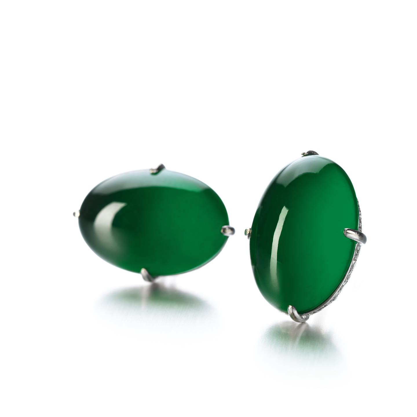 A Superb Pair of Jadeite and Diamond Earrings