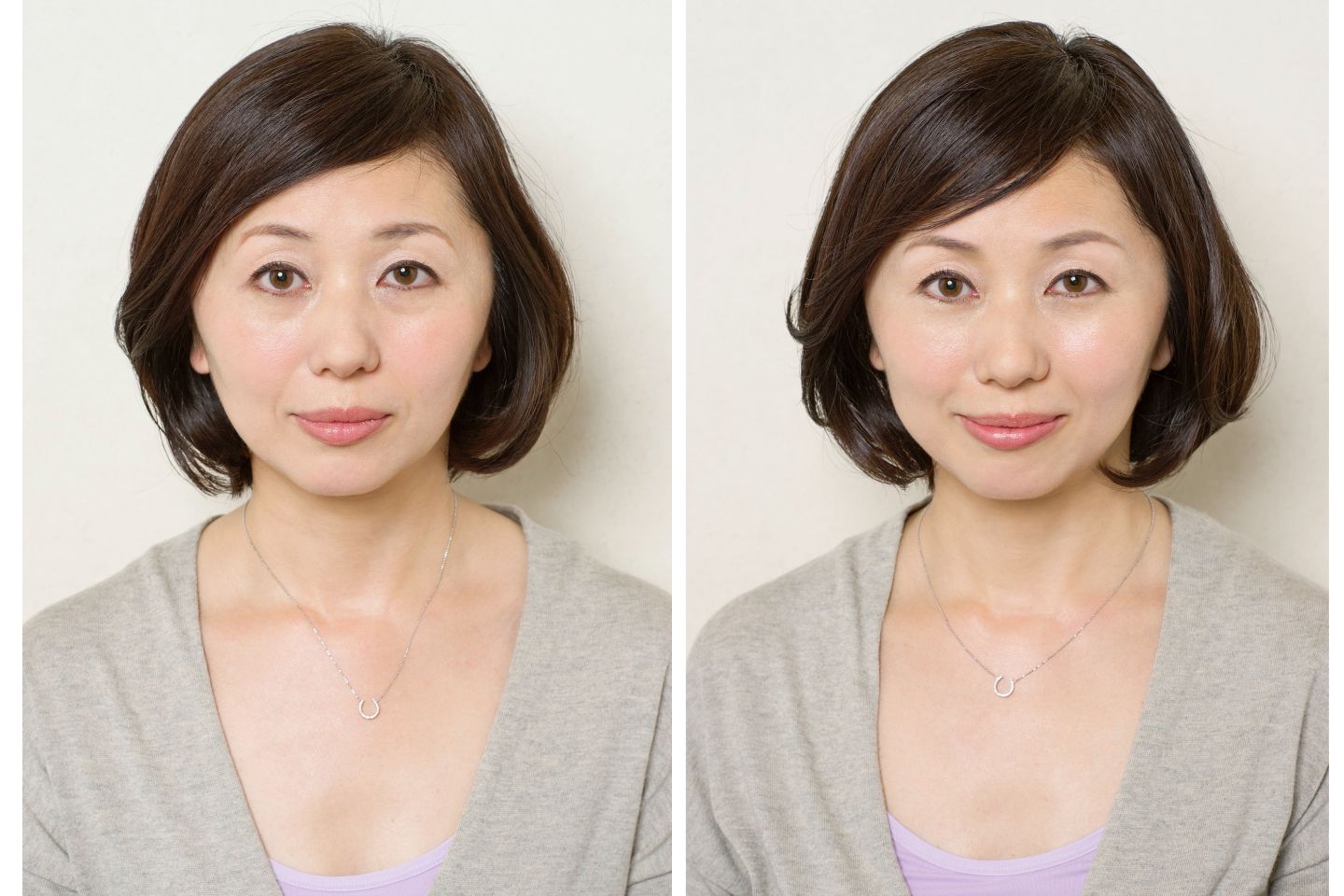 Cさんマスクなしでの眉の施術前と施術後