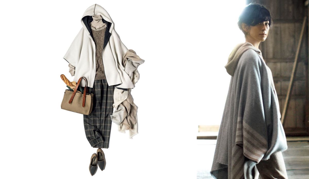 ブルネロクチネリ　カシミア　ニットポンチョ レディース 向け パナマ ウール&カシミヤ ダブルニット ポンチョ