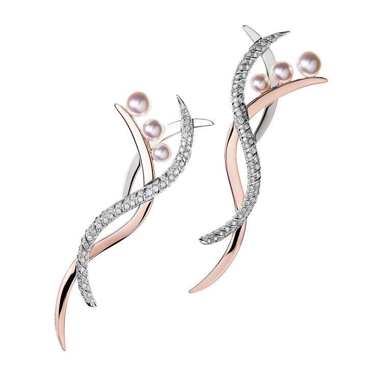 ピアス『ナクレアス』￥6,700,000［ホワイトゴールド×SAKURA ゴールド×あこや真珠×ダイヤモンド］（TASAKI〈TASAKI Atelier〉）