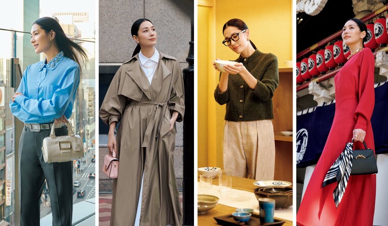 銀座の街でひとときを過ごすモデルの大塚まゆかさん