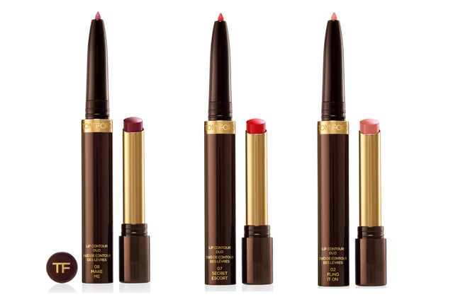 トム フォードのランウェイ カラー AW16 コレクション　リップ コントゥール デュオ［新色8色、限定1色］￥6,000・アイ カラー デュオ［限定1色］￥6,500・クリーム カラー フォー アイズ［限定1色］￥4,500（すべて税抜）