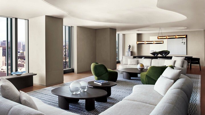 JWマリオット・ホテル東京の「プレジデンシャルスイート」のリビングルーム