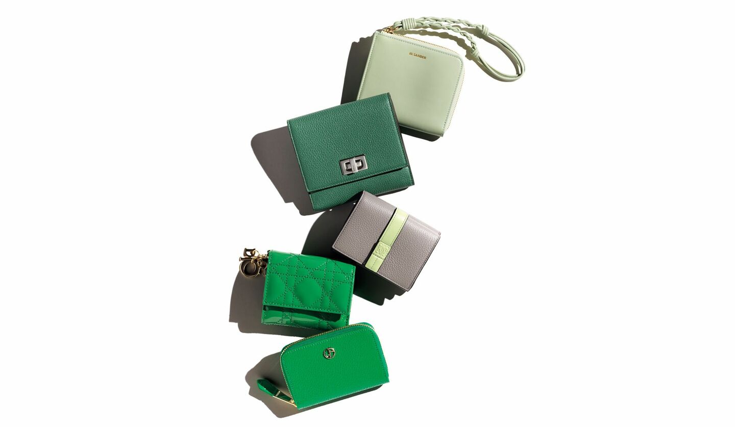 ジル サンダー、フェンディ、ロエベ、ディオール、ジョルジオ アルマーニのグリーンカラーのお財布
